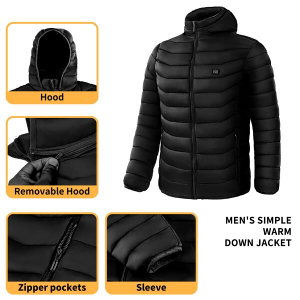 ea3a92c8-5104-4829-bfb0-7b358c378e24.jpg Men Heated Puffer Jacket Electric Heating Coat Insulated Hood Windbreaker 9Heat Zones